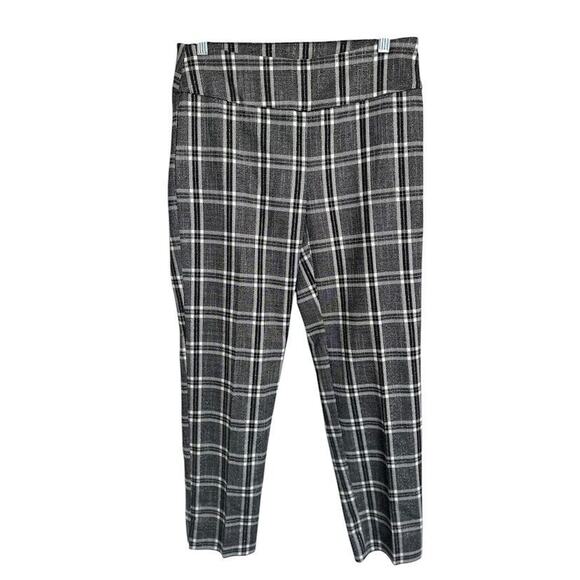 Zac & Rachel Pants Women 8 Black Plaid Grey Ultimate Fit Ankle Pull On Academia - Picture 1 of 7